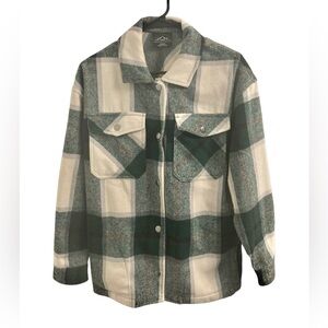 HFX Women's Plaid Green Wool Blend Shacket Size XS